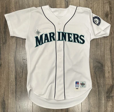 1993 Seattle Mariners #1 Game Issued Used Stitched White Russell Jersey 42 Large - Image 1 of 4