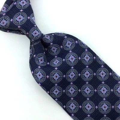 Hart Schaffner Marx США галстук медальон темно-синий/серебристый/розовый роскошный галстук шелк новый - Изображение 1 из 4