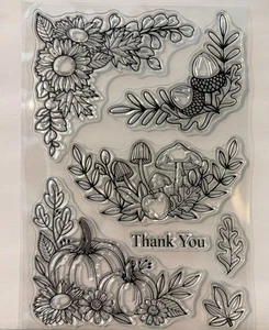 Clear Stamp, Herbstmotiv, Dankeskarte, Scrapbook, Kartenbasteln, Basteln, 7 Stk. - Bild 1 von 3