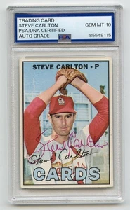 STEVE CARLTON  GEM MINT 10 PSA/DNA Signed 1967 Topps #146 Cardinals HOF Solo RC - Picture 1 of 1