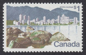 CANADA 1972 #600i MNH Perf.11.0 Ribbed Horizontally = Single = VANCOUVER City - Foto 1 di 1