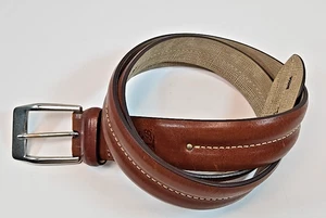 Tommy Bahama brauner Echtleder Gürtel Größe 38 Messingschnalle - Bild 1 von 8