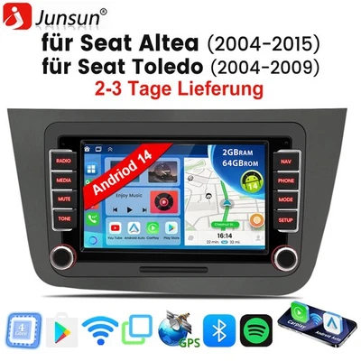 DAB+ Für Seat Altea 2004-2015 Toledo Autoradio Android14 GPS WIFI SWC FM 2+64GB - Bild 1 von 4