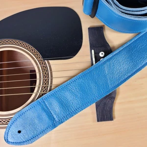 Hellblauer Leder Premium Leder Gitarrengurt - Cerulean Leder Gitarrengurt - - Bild 1 von 9