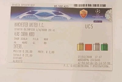 TICKET: 1.04.2008 AS ROMA - MANCHESTER UNITED | #2 - Immagine 1 di 2