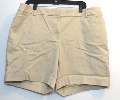 Pantalones Cortos Talbots Perfect Mujer 16W Beige Caqui Mezcla Algodón Chinos Frente Plano Foto 1 de 4