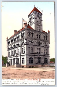 Council Bluffs Iowa Post Office postmarked 1907 postcard A906 - Picture 1 of 2
