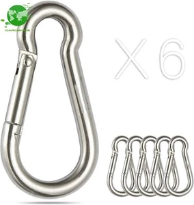 Marine Grade 304 Stainless Steel Spring Snap Hook Carabiner Clips,Set of 6 - Picture 1 of 7