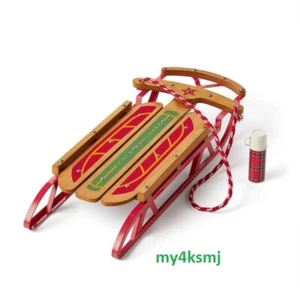 American Girl Doll MARYELLEN Maryellen's Classic WOODEN Winter SNOW SLED thermos - Picture 1 of 1