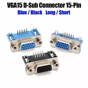 VGA15 D-Sub Connector DIY 15-pin Serial Socket PCB Board Right Angle Female Plug - Picture 1 of 10