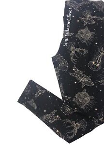 Lularoe LEGGINGS Black Background Constellation Print TC2 18+ NWT NEW