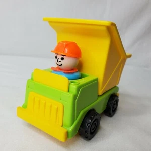 Vintage Fisher Price Little People Muldenkipper Bauarbeiter orange Mütze - Bild 1 von 10