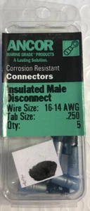 Ancor Nylon Insulated Disconnects Male Wire Range 16-14 Tab.250 5/PK Blue 230819 - Bild 1 von 4