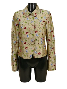Chaqueta blazer de seda para mujer MEIER MEIER 34 DE motivo tono dorado como nueva (S 8397) - Imagen 1 de 4
