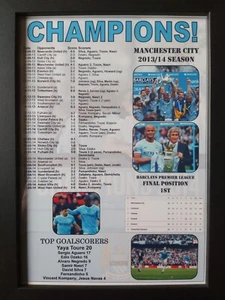 Manchester City 2014 campeones de la Premier League - impresión enmarcada - Imagen 1 de 2