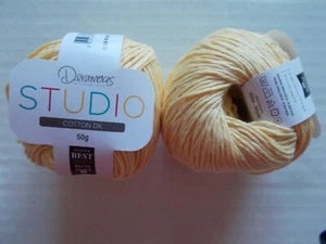 Deramores Studio Cotton DK yarn, Glow (light yellow), lot of 2 (115 yds ea) - Picture 1 of 2