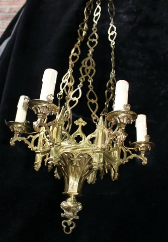 Antique bronze neo gothic Church chandelier lamp religious Cover