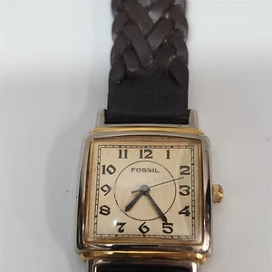 Vintage Fossil Vt-2431 Watch Running Braded Leather Strap - Picture 1 of 3