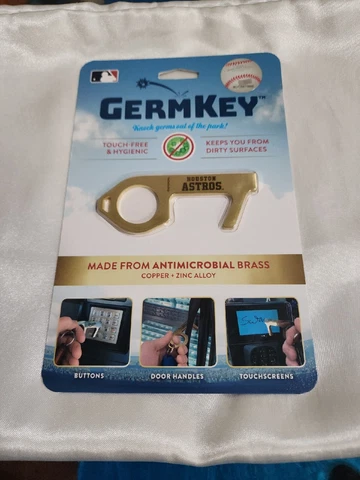 Houston Astros GermKey Antimicrobial Brass Copper Zinc Alloy - New In Package Cover