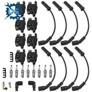 8 Pack UF743 Ignition Coils &Spark Plugs &Wire Set For Chevy Silverado GMC Yukon - Picture 1 of 12