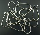 Earring Wires Kidney Shape Ear Wires Antique Silver Plated 25mm Hoops 50pcs