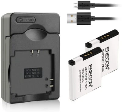 NB-11L ENEGON Batterie di ricambio (conf. da 2 pz) kit caricabatterie per Canon