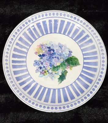 4 Platos de Melamina Shabby Chic Floral Hortensia Azul Blanco 9" Lila Primavera Verano Foto 1 de 4