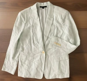 Lafayette 148 New York Blazer 100% Linen Jacket Light Mint 1-Button Women Sz 14 - Picture 1 of 8