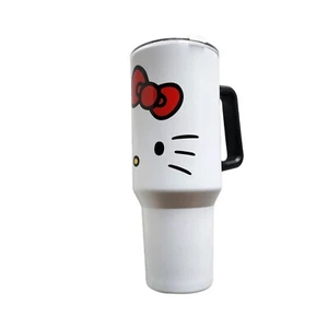 Sanrio Hello Kitty 40 Oz Large Stainless Steel White Tumbler Flip Top Lid NEW - Picture 1 of 7