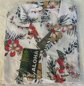ALOHA by UZZI Men's Hawaiin Medium White button up, collared shirt- NEW - Picture 1 of 6