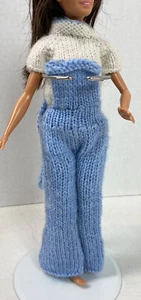 Vintage 70's/80's Barbie Doll Knit Crochet Bib Bellbottoms Pants & Sweater READ - Picture 1 of 8