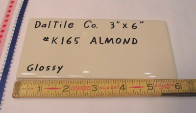 1 pc. Almond by Daltile #K165:  3" X 6" Glossy Ceramic Tile: New Stock, Mint - Image 1 of 4