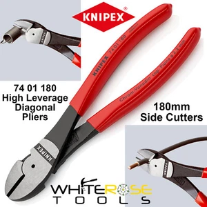 Knipex High Leverage Diagonal Side Cutting Pliers 180mm Cable Cutters 74 01 180 - Picture 1 of 6