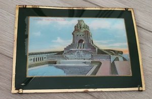 Altes Bild Leipzig Völkerschlachtdenkmal um 1900 Andenken mit Perlmutt im Rahmen - Bild 1 von 8