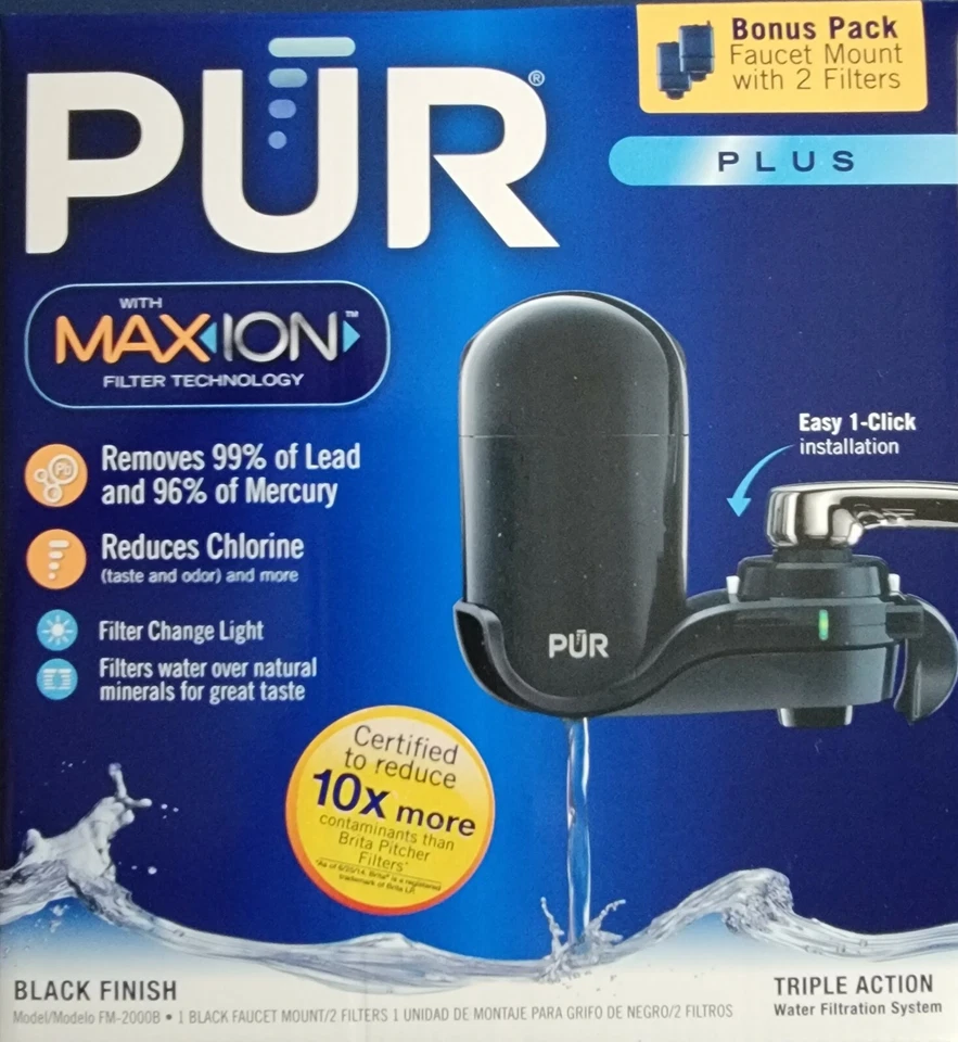 PUR Classic Maxion Faucet Mount Filter Black Finish + 2 Filters - Image 1 of 1