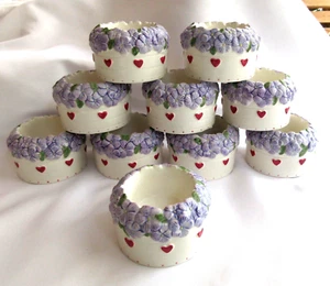 Lot Of 10 Yankee Candle Tealight Holders Garden Pot Blue Floral With Hearts NEW - Picture 1 of 7