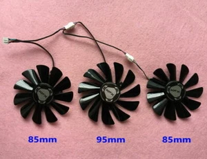 Set of 3 Fan Cooler Fan For XFX RX5700XT THICC III Ultra FDC10U12S9-C 85mm 95mm - Picture 1 of 5