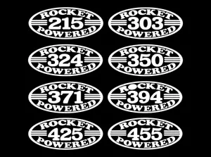 2 OLDS ROCKET V8 ENGINE DECALS 215-303-324-350-371-394-425-455 - Foto 1 di 1