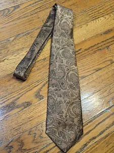 Cravatta collo seta paisley marrone oro nero La Vita Di Moda Made in Italy formale - Foto 1 di 5