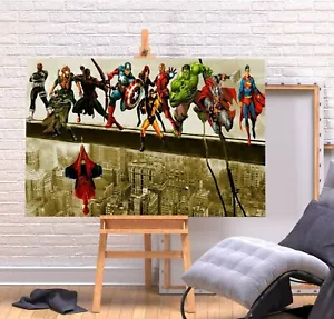 AVENGERS SKY SCRAPER - WANDKUNST BILD DRUCK TIEF GERAHMTE LEINWAND SUPERHELD COMIC - Bild 1 von 2