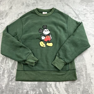 Vintage Disney Sweatshirt Adult Size Small Green Mickey Embroidered Crewneck - Picture 1 of 8
