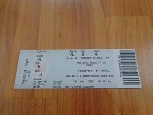 WOKING V KIDDERMINSTER HARRIERS 1995 FA TROPHY FINAL FOOTBALL TICKET STUB - Picture 1 of 2