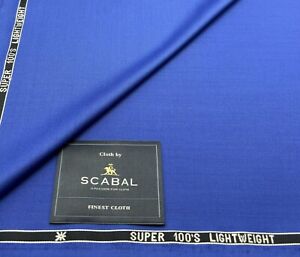 Królewska niebieska tkanina wełniana, Super 100s od Scabal, tkanina żakietowa 2,0m x 1,50m