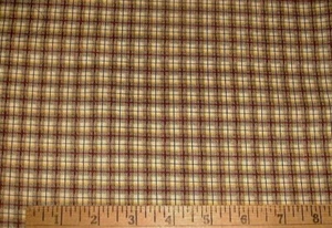 DEBBIE MUMM Fabric - Black Rust Gold & Cream Plaid - by the HALF Yard  (18") - Picture 1 of 1