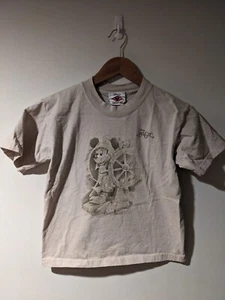 Vintage 90s Disney Cruise Magic Mickey Mouse Pirate Beige X-Small T-Shirt - Picture 1 of 4
