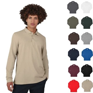 Camisas polo para hombre manga larga camiseta piqué algodón cuello ropa de trabajo informal Prendas para el torso - Imagen 1 de 20