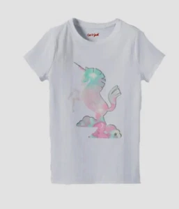 Cat & Jack Tie-Dye Unicorn Girl's White Short-Sleeve T- Shirt S L 10/12 - Picture 1 of 2