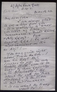 London 1944 WWII Field Marshal Fatty Cavan, to John Ponsonby mentions V.2's - Picture 1 of 2