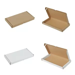 More details for white &amp; brown cardboard boxes die cut folding lid size small parcel large letter
