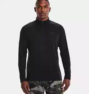 UNDER ARMOUR Men's Black 1/2 Zip Long Sleeve Tech Performance Polo Shirt Small - Picture 1 of 2